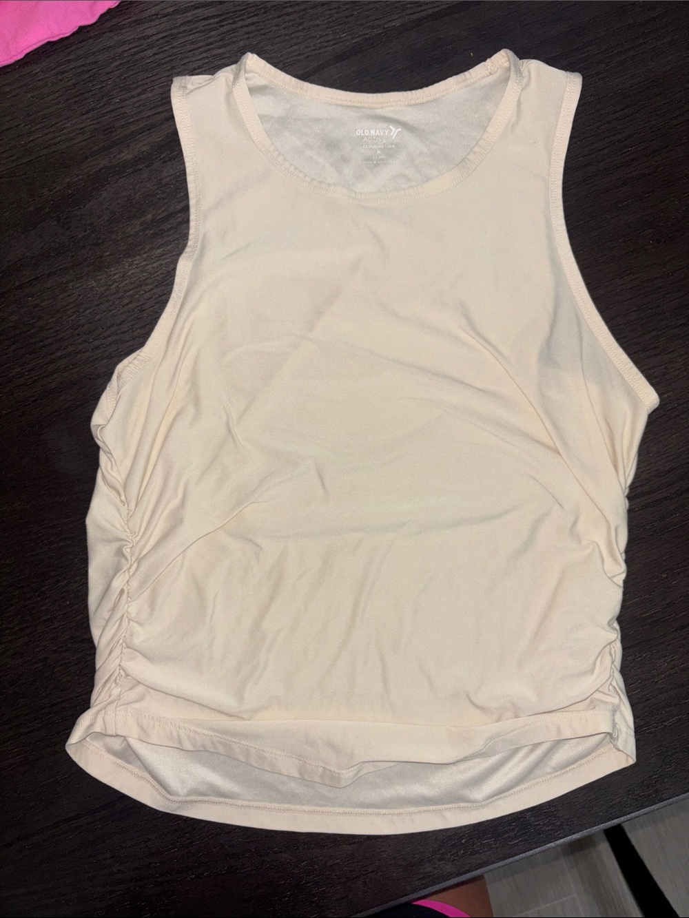 Old Navy Cream Sleeveless Ruched Side Tank Top - Women's